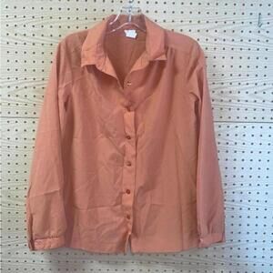 Vintage Sears Muted Orange Polyester Long Sleeve Collared Button Down shirt